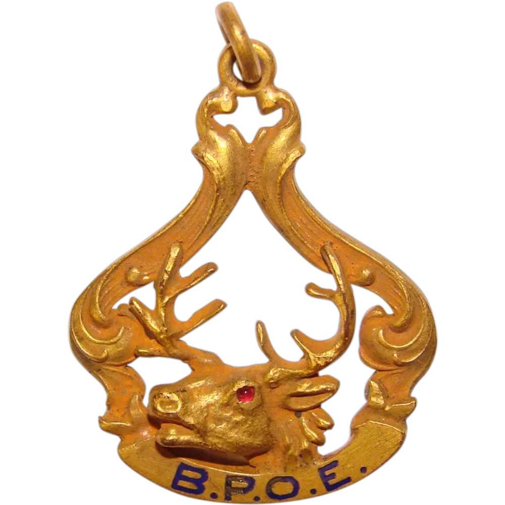 Fabulous Antique BPOE Elks Lodge Estate Pendant - image 1