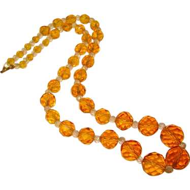 Gorgeous ART DECO Faceted Amber Glass Vintage Neck