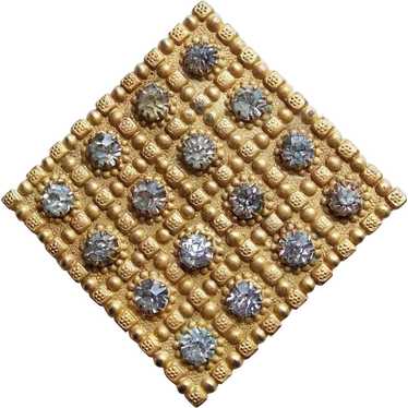 Antique Clear Stones Medium Sash Pin Brooch - image 1