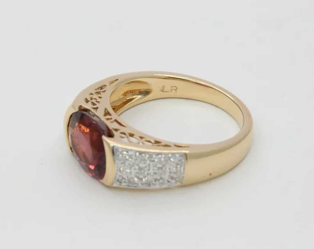 Vintage 14K Yellow Gold  Diamond Orange Pink Tour… - image 5