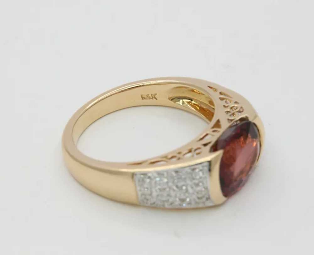 Vintage 14K Yellow Gold  Diamond Orange Pink Tour… - image 6