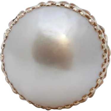 Vintage 14K Yellow Gold 19MM Mabe Pearl Ring