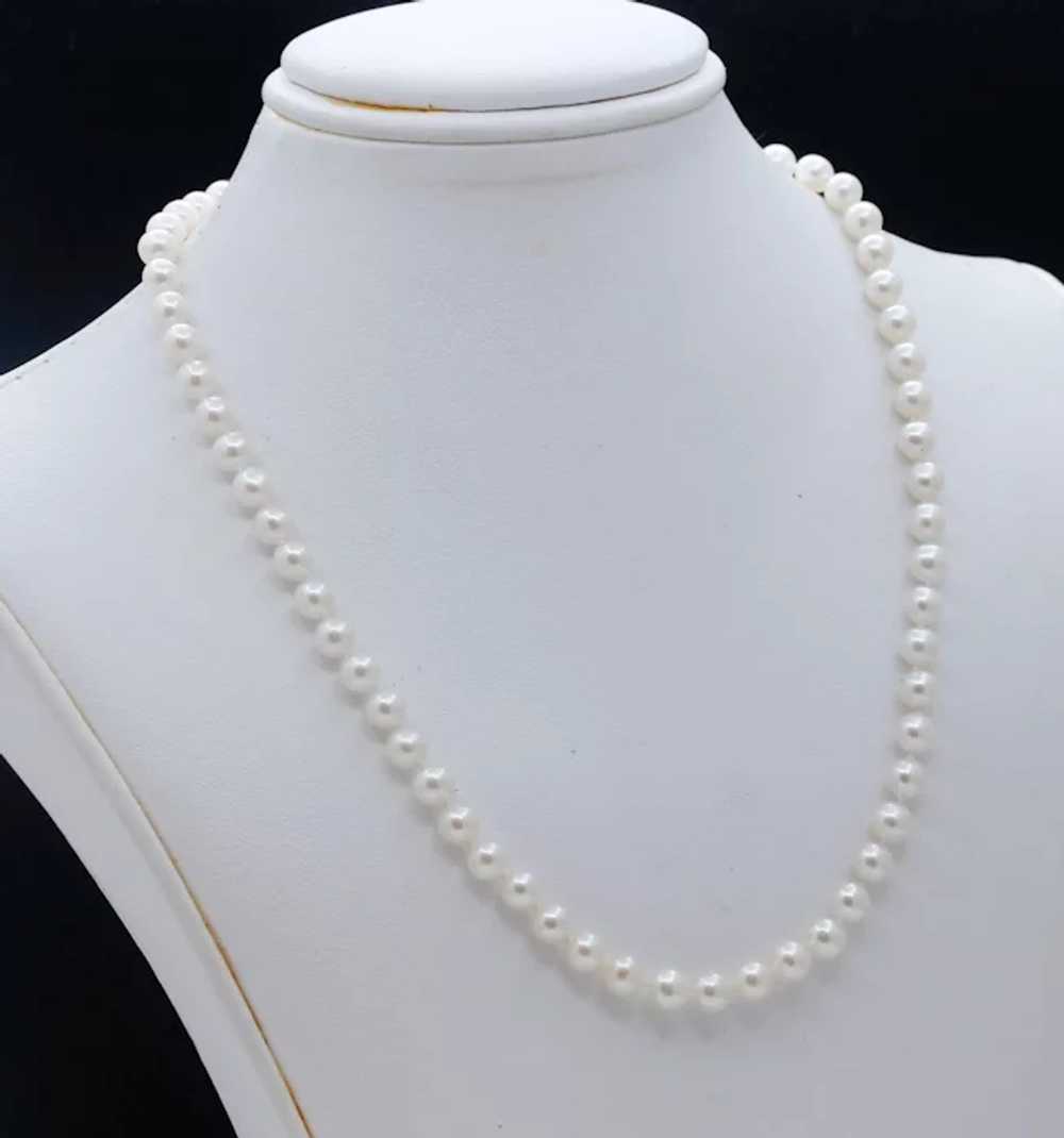 Vintage Single Strand Pearl 14K Yellow Gold Clasp… - image 3