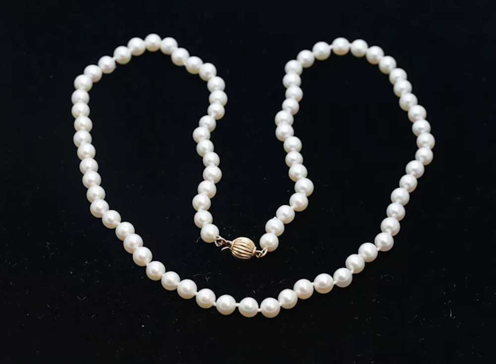 Vintage Single Strand Pearl 14K Yellow Gold Clasp… - image 4