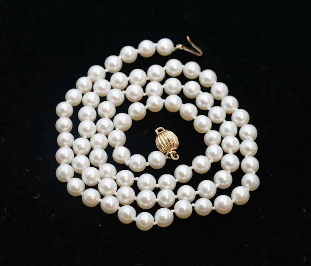Vintage Single Strand Pearl 14K Yellow Gold Clasp… - image 5