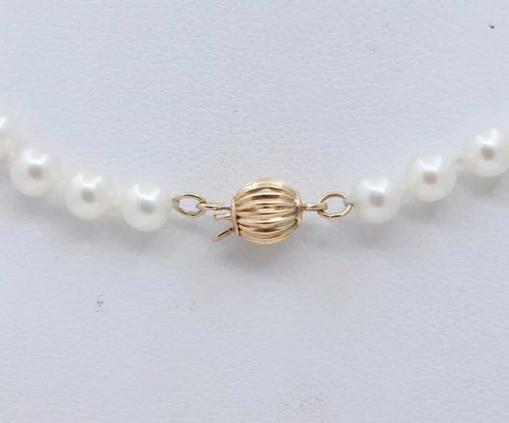 Vintage Single Strand Pearl 14K Yellow Gold Clasp… - image 6