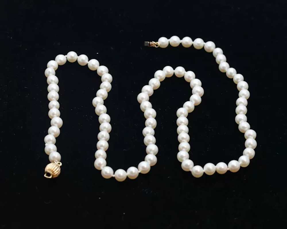 Vintage Single Strand Pearl 14K Yellow Gold Clasp… - image 7