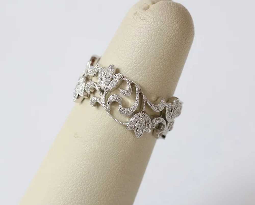 Beautiful Ladies Floral Filagree Diamonds 18K Whi… - image 4