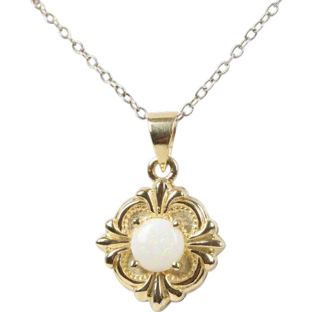 Vintage 14K Yellow Gold Opal Pendant - image 1