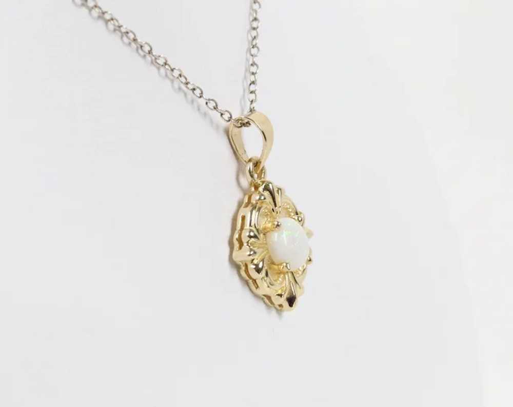 Vintage 14K Yellow Gold Opal Pendant - image 3