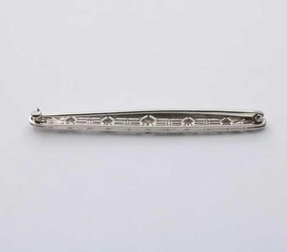 Art Deco Platinum Gold Diamond Filigree Bar Pin, … - image 6