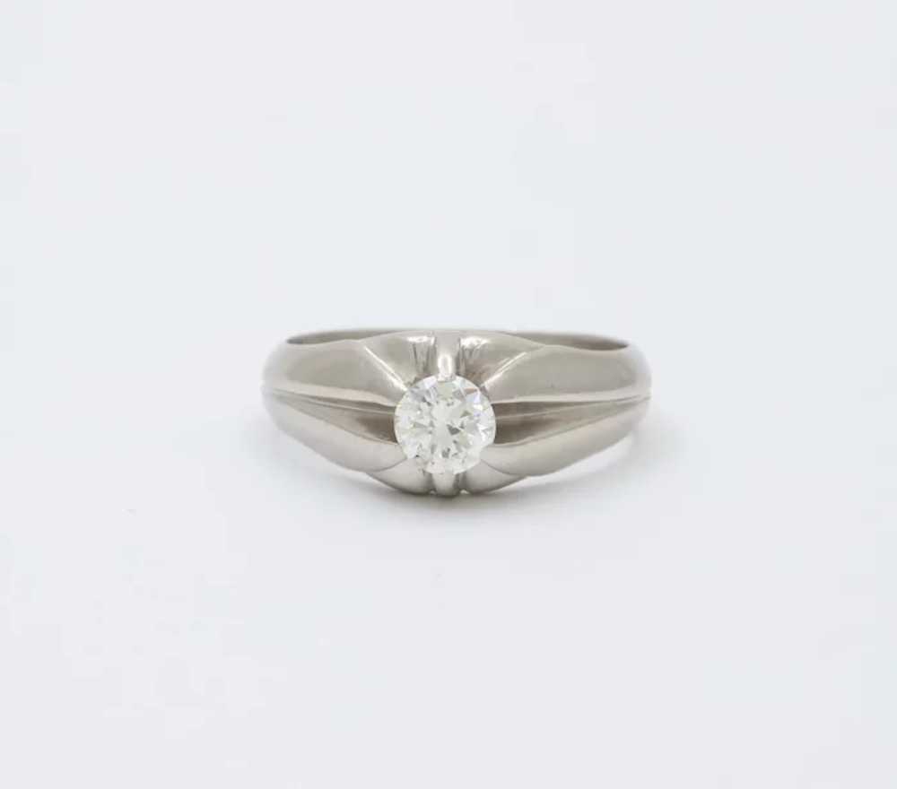 Antique Art Deco Platinum diamond ring Band, Enga… - image 5