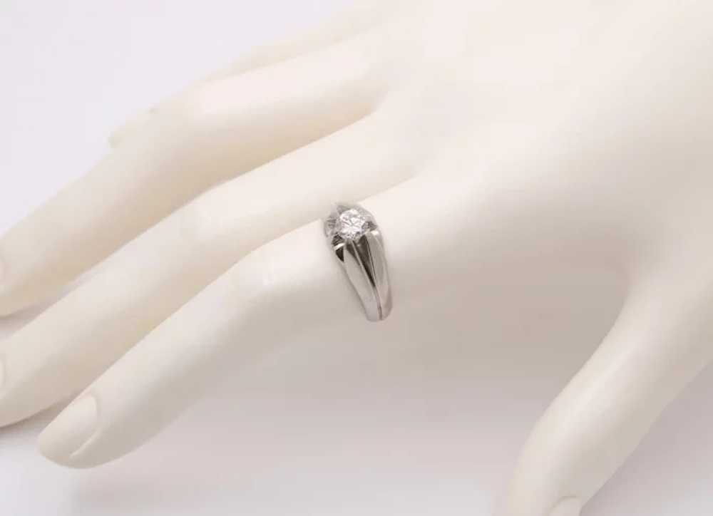 Antique Art Deco Platinum diamond ring Band, Enga… - image 8