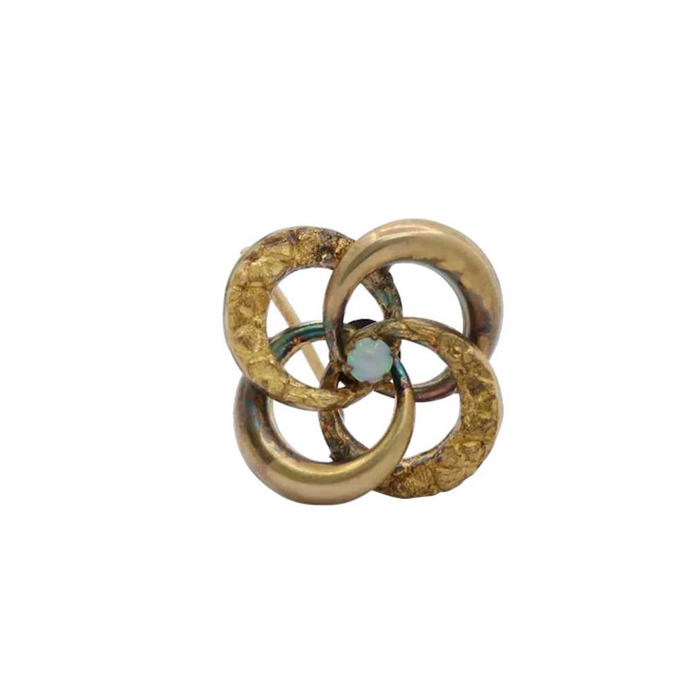 Victorian Vermeil Interlocking Circle Opal Brooch - image 1