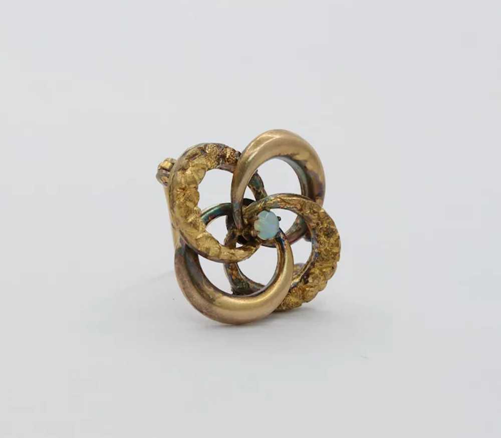 Victorian Vermeil Interlocking Circle Opal Brooch - image 5