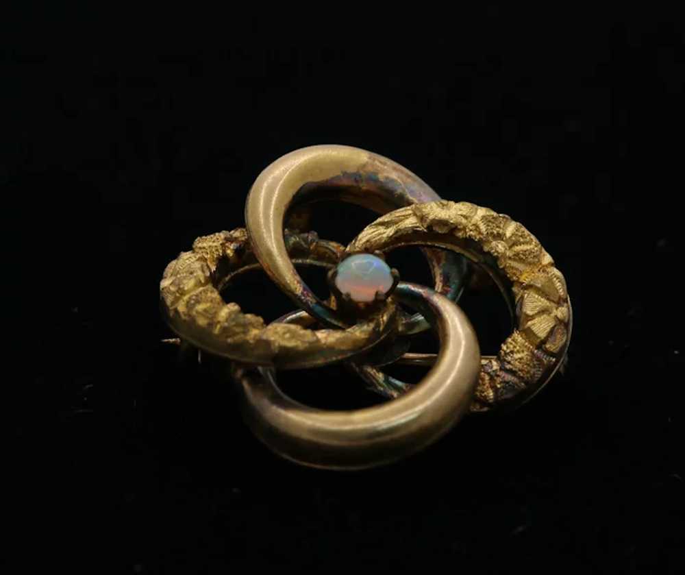 Victorian Vermeil Interlocking Circle Opal Brooch - image 6