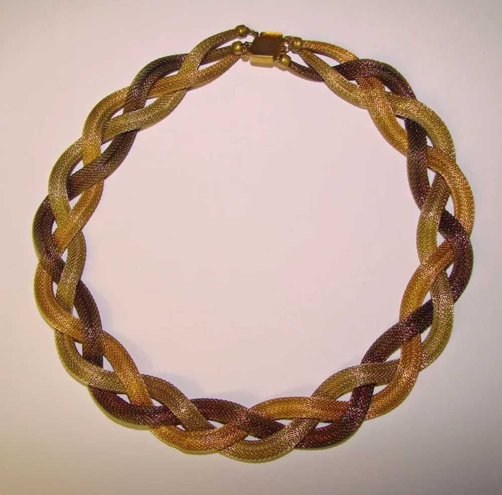 Fabulous 1940's Braided Mesh Color Metal Necklace - image 2