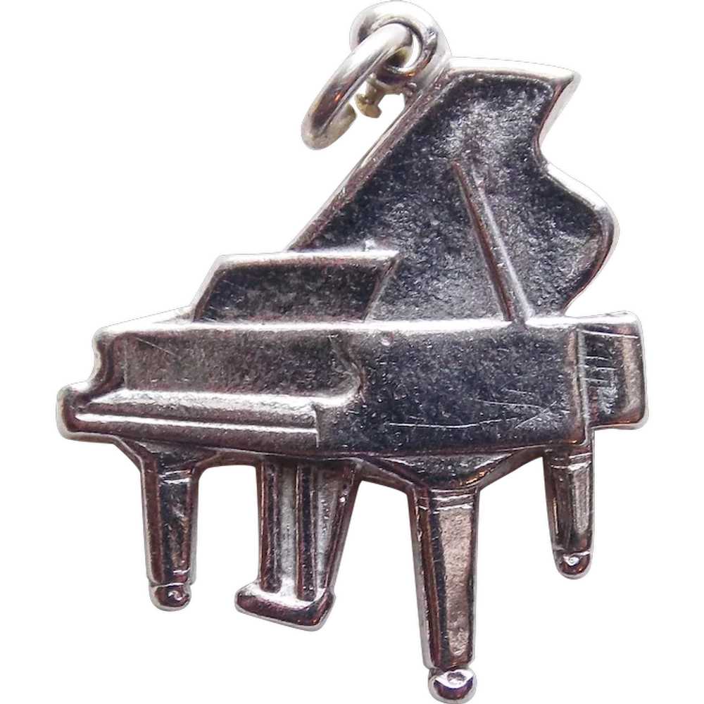 Sterling PIANO Signed Vintage Estate Charm - image 1