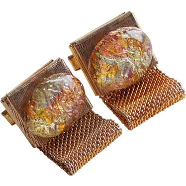 Awesome FOIL GLASS Stone Mesh Wrap Vintage Cuffli… - image 1