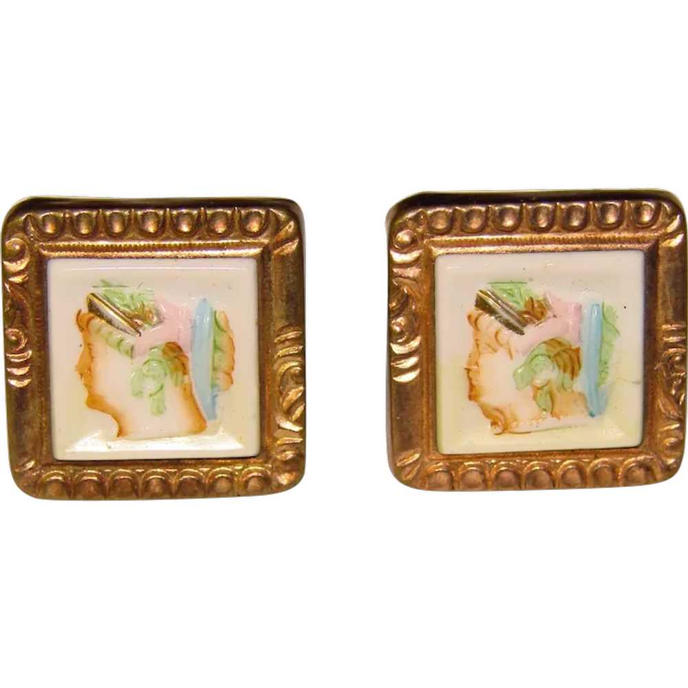 Fabulous VICTORIAN Antique Lady Design Cufflinks - image 1