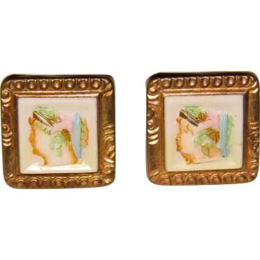 Fabulous VICTORIAN Antique Lady Design Cufflinks - image 1