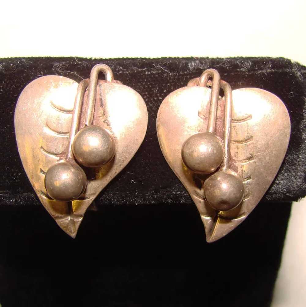 Gorgeous MEXICAN STERLING Signed Vintage Earrings - image 3