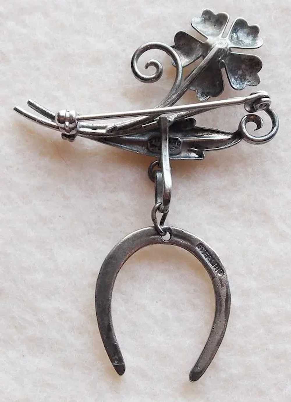 Sterling Carl Art Watch or Locket Holder Pin with… - image 2