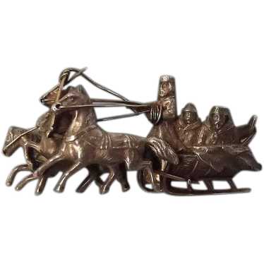Imperial Antique Russian Cossack Sledge 840 Silve… - image 1