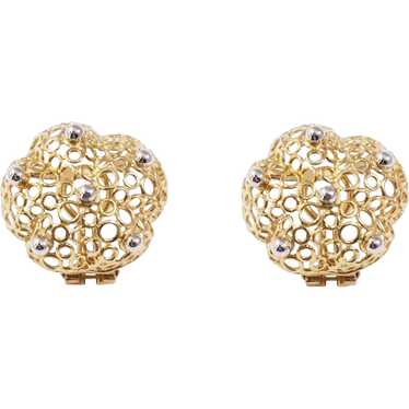 18k Yellow And White Gold Clip Earrings - image 1