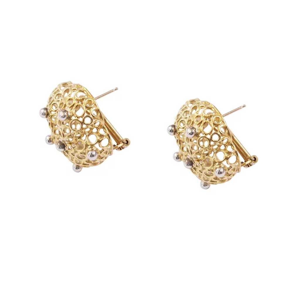 18k Yellow And White Gold Clip Earrings - image 2