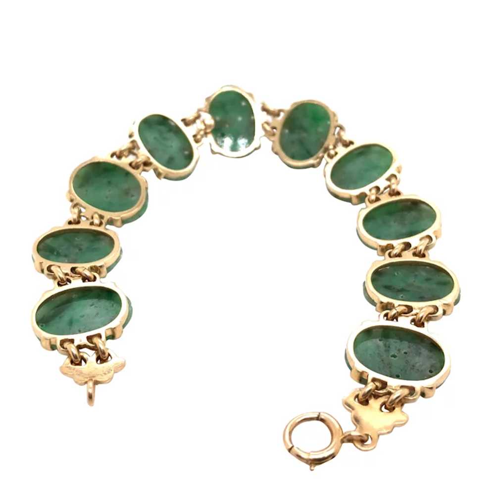 Retro 14k Yellow Gold Jade Bracelet - image 3