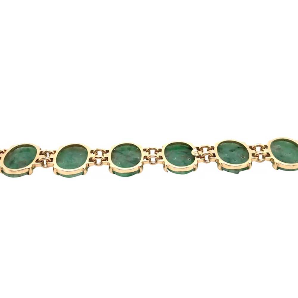 Retro 14k Yellow Gold Jade Bracelet - image 5