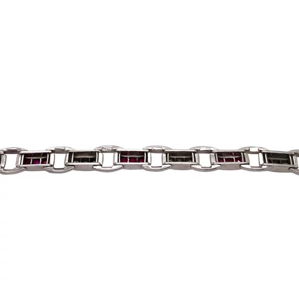 Art Deco Platinum Diamond Ruby Bracelet - image 3