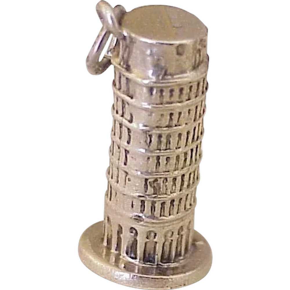 Vintage Leaning Tower of Pisa Charm Sterling Silv… - image 1