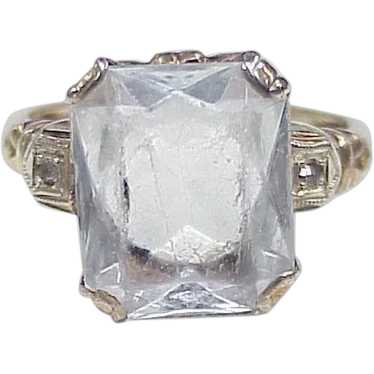 Vintage Faux Diamond Ring Diamond Accent 14k Whit… - image 1