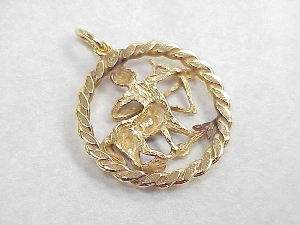 Vintage Zodiac 14k Gold Charm / Pendant ~ Sagitta… - image 2