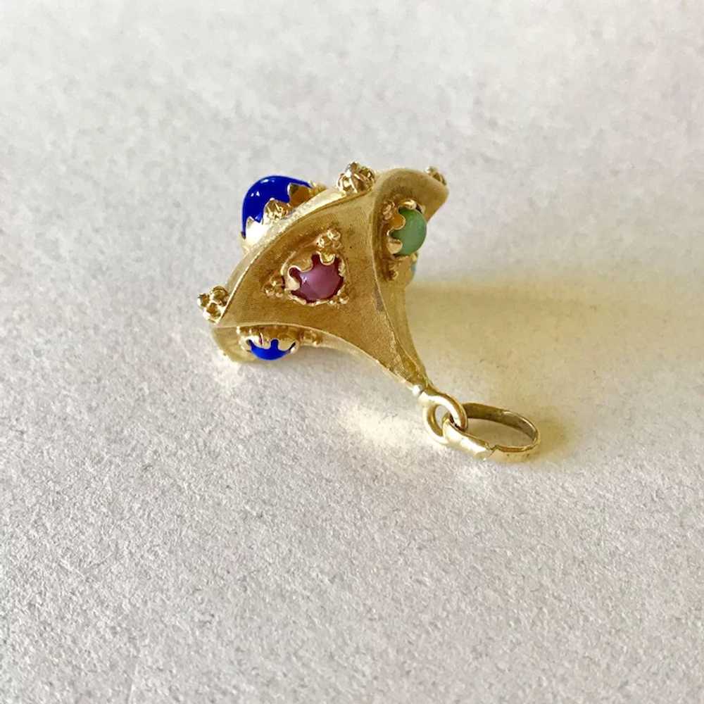 Vintage Jeweled Bauble Charm / Pendant 18K Gold c… - image 5