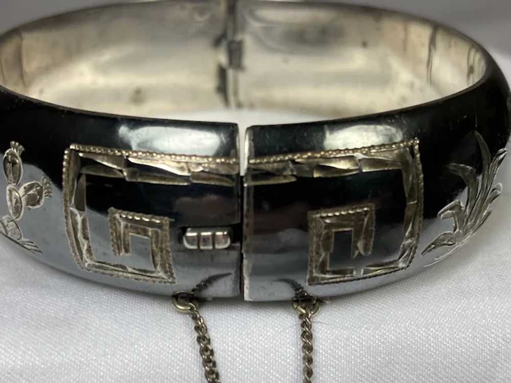 Mexican Sterling Bracelet or Bangle Signed  7" in… - image 2