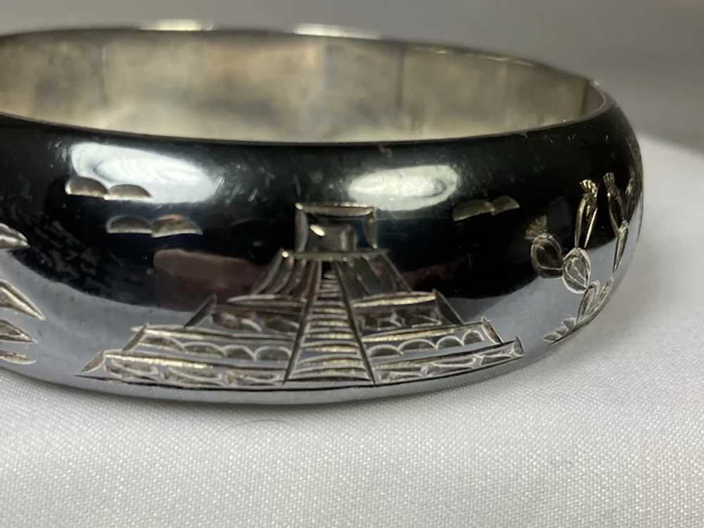 Mexican Sterling Bracelet or Bangle Signed  7" in… - image 3