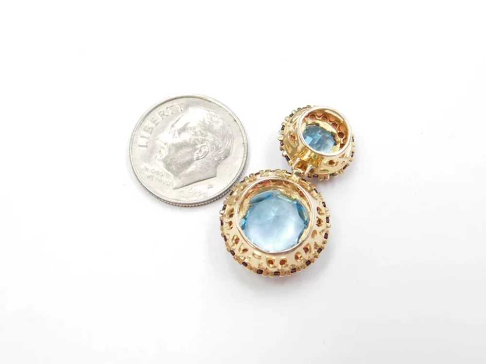 8.77 ctw Blue Topaz and Garnet Halo Circle Pendan… - image 3