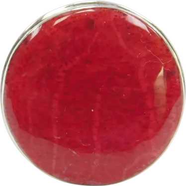 Sterling Silver Red Coral Ring - image 1