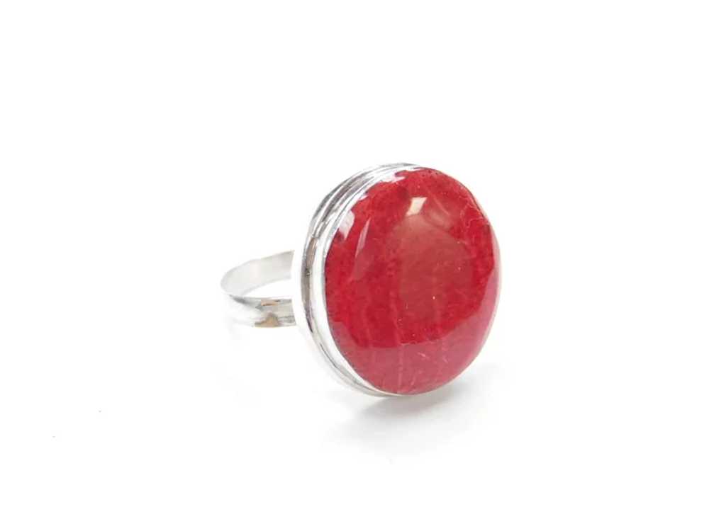 Sterling Silver Red Coral Ring - image 2