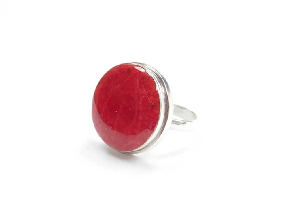 Sterling Silver Red Coral Ring - image 3