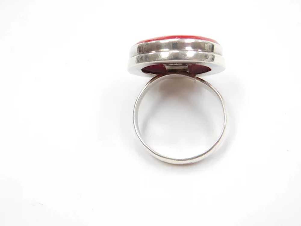 Sterling Silver Red Coral Ring - image 4