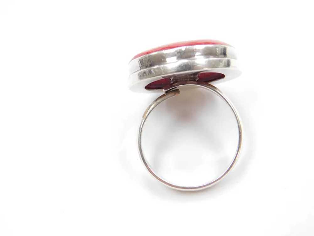 Sterling Silver Red Coral Ring - image 6