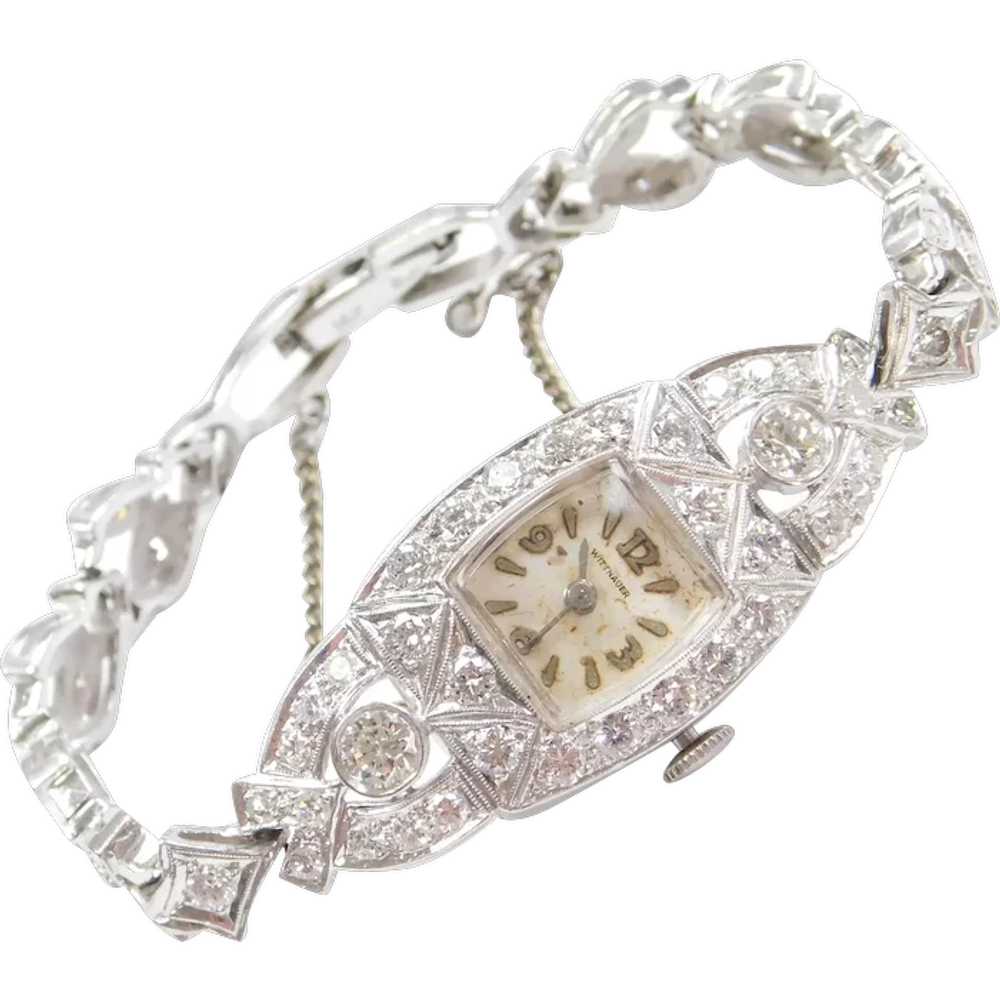 Art Deco Diamond 2.15 ctw Ladies Wrist Watch 14k … - image 1