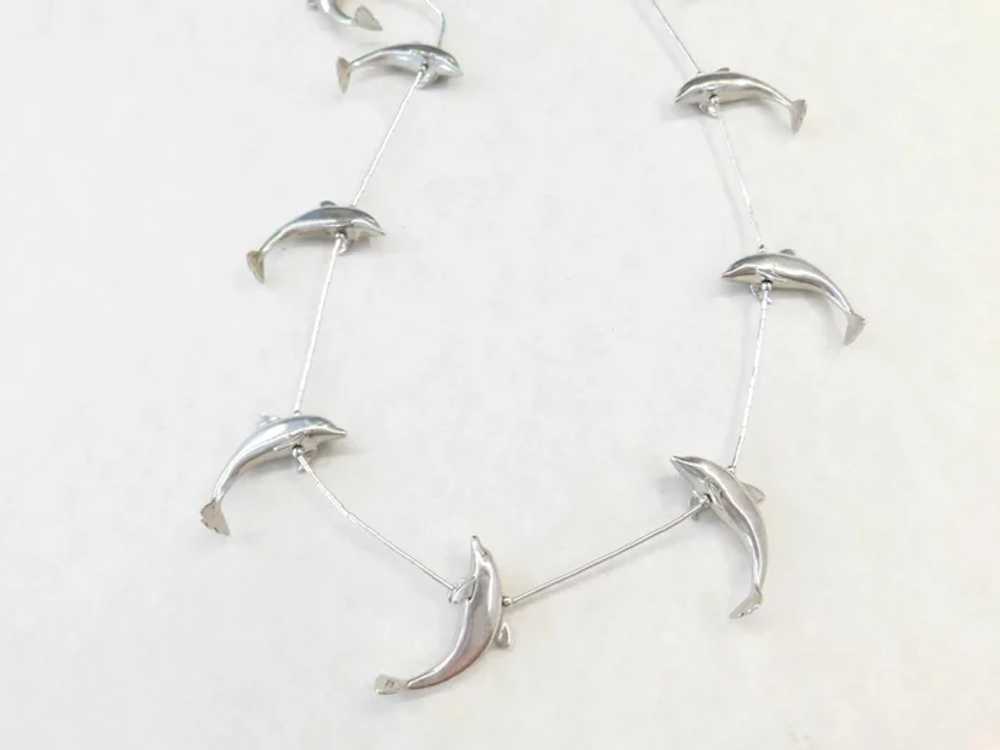 Sterling Silver LONG Dolphin Necklace ~ 29" - image 3