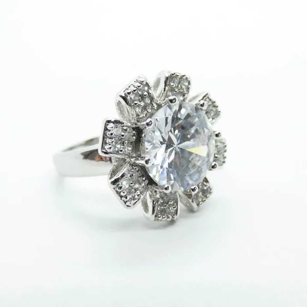 Imitation Diamond Sterling Silver Flower Ring - image 2