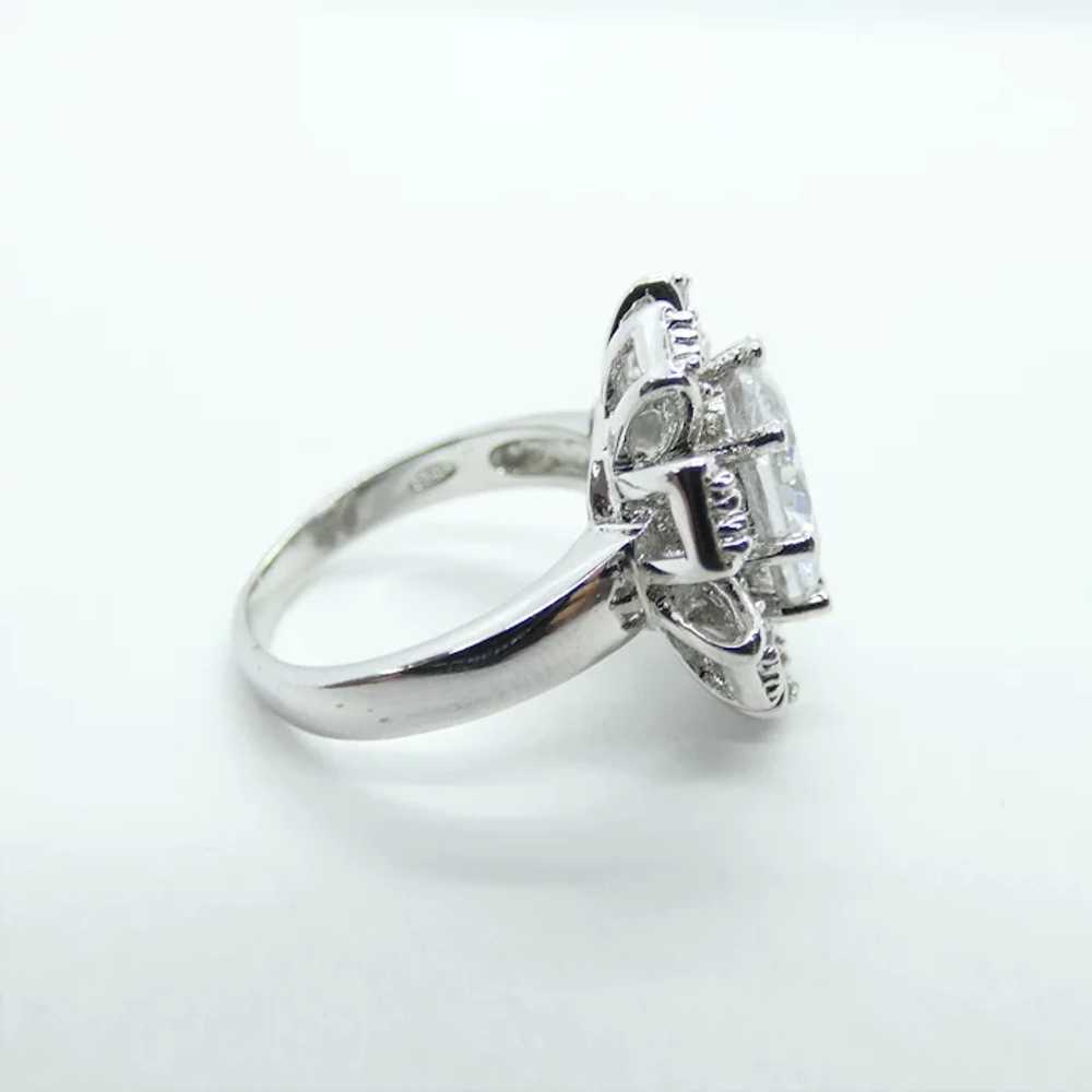 Imitation Diamond Sterling Silver Flower Ring - image 3