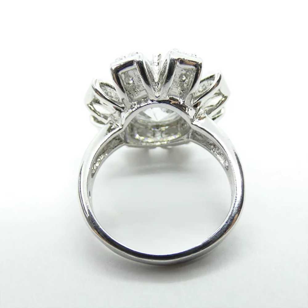 Imitation Diamond Sterling Silver Flower Ring - image 4